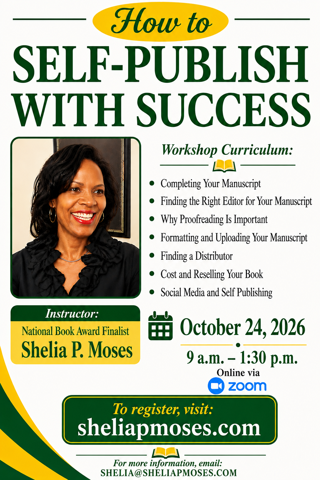 October 24,2026. WORKSHOP How to self publish your first book.