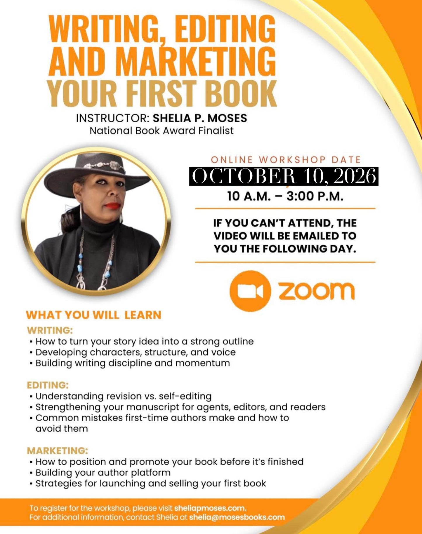WORKSHOP FOR WRITERS ON OCTOBER 10 2026